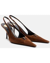 Saint Laurent - Slingback-Pumps Babylone Breteuil Aus Veloursleder - Lyst