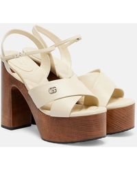 Gucci - Sandales Plates-Formes En Cuir À Logo New Marmont Gg - Lyst
