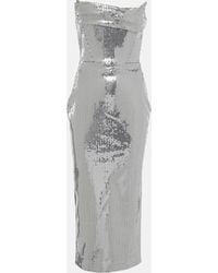 Alex Perry - Strapless Draped Sequined Tulle Midi Dress - Lyst