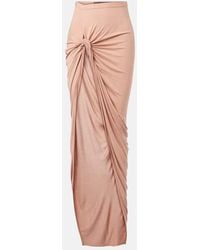 Rick Owens - Asymmetric Gathered Jersey Maxi Skirt - Lyst