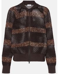 Brunello Cucinelli - Open-Knit Sequined Cotton Cardigan - Lyst