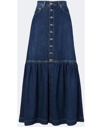 Dolce & Gabbana - Denim Tiered Maxi Skirt - Lyst