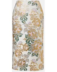 Carolina Herrera - Floral Jacquard Midi Skirt - Lyst