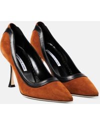 Manolo Blahnik - Dalina 90 Leather-trimmed Suede Pumps - Lyst