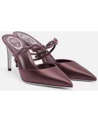 Rene Caovilla - Crystal-Embellished Satin Mules - Lyst