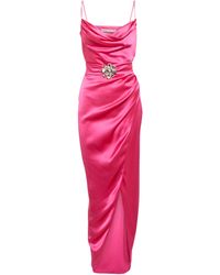Alessandra Rich Embellished Silk Satin Dress - Pink