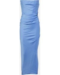 Alex Perry - Draped Strapless Crepe Midi Dress - Lyst