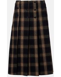 The Attico - Plaid Pleated Cotton Midi Skirt - Lyst