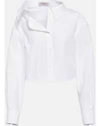 Valentino - Camisa asimetrica cropped de algodon - Lyst