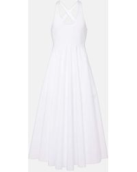 Alaïa - Knitted And Cotton-Poplin Midi Dress - Lyst