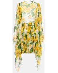 Dolce & Gabbana - Vestido corto de chifon de seda floral - Lyst