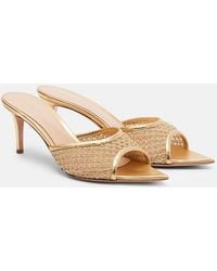 Gianvito Rossi - Dorotea Metallic Leather-Trimmed Mules - Lyst