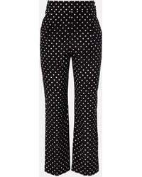 Valentino - Silk Crepe De Chine Polka-Dot Straight Pants - Lyst