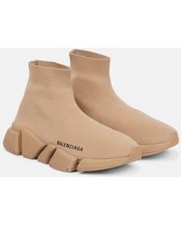 Balenciaga - Speed Sneaker Einfarbig Aus Recyceltem Strick - Lyst