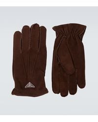Prada - Logo Suede Gloves - Lyst
