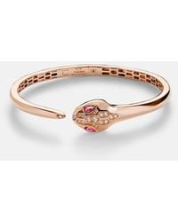 BVLGARI - Serpenti 18Kt Rose Bangle With Diamonds And Rubellites - Lyst