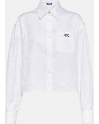 Versace - Barocco Jacquard Cropped Cotton Shirt - Lyst