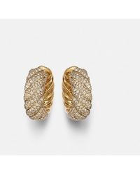 David Yurman - Sculpted Cable 18Kt Hoop Earrings With Diamonds - Lyst