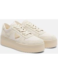 Prada - Downtown Bold Re-Nylon And Suede Sneakers - Lyst
