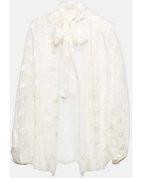 Dolce & Gabbana - Blusa en mezcla de seda con logo - Lyst