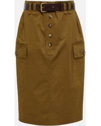 Saint Laurent - Cotton And Linen Twill Pencil Skirt - Lyst