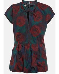 Dries Van Noten - Floral Peplum Cotton Poplin Top - Lyst