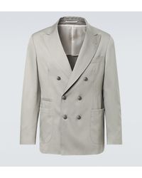 Brunello Cucinelli - Double-Breasted Silk Suit Jacket - Lyst