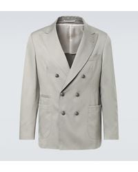 Brunello Cucinelli - Double-Breasted Silk Suit Jacket - Lyst