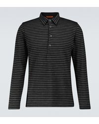 Barena Striped Long-sleeved Polo Shirt - Grey