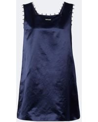 Miu Miu - Embroidered Cotton-Blend Satin Minidress - Lyst