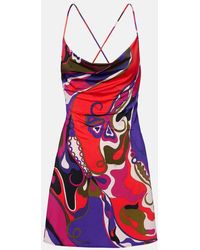 PUCCI - Orchidee Satin Jersey Minidress - Lyst