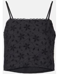 Posse - Salma Embroidered Cropped Cotton Top - Lyst