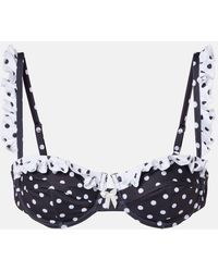 Bananhot - Angela Polka-Dot Ruffled Bikini Top - Lyst