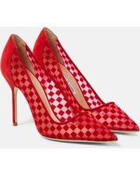Manolo Blahnik - Bbla 105 Checked Leather-trimmed Pumps - Lyst