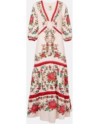 FARM Rio - Floral Linen-Blend Maxi Dress - Lyst