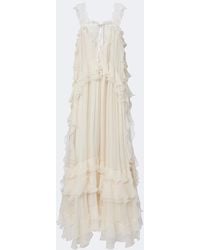 Chloé - Ruffled Silk Muslin Maxi Dress - Lyst