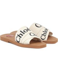 Chloé Woody Logo-print Canvas Sandals - White