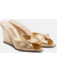 Jimmy Choo - Livi Metallic Leather Wedge Mules - Lyst
