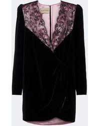 Valentino Garavani - Lace-Trimmed Cotton Velvet Minidress - Lyst