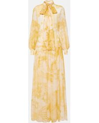 Erdem - Robe longue imprimee en soie - Lyst