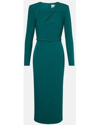 Roland Mouret - Belted Crepe Midi Dress - Lyst