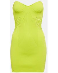 Self-Portrait - Lace-trimmed Ribbed-knit Minidress - Lyst