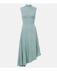 Alaïa - Ray Asymmetric Virgin Wool Midi Dress - Lyst