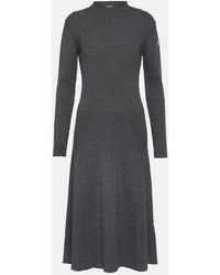 Moncler - Ribbed-knit Wool Blend Midi Dress - Lyst