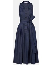 Carolina Herrera - Gathered Cotton-Blend Midi Dress - Lyst