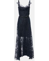 Oscar de la Renta - Floral Lace Midi Dress - Lyst
