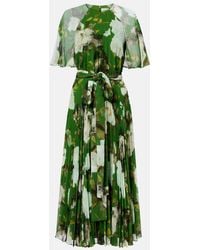 Erdem - Floral-Print Short Sleeve Stretch-Cady Midi Dress - Lyst