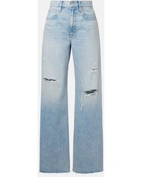 SLVRLAKE Denim - Nico Distressed Mid-Rise Wide-Leg Jeans - Lyst