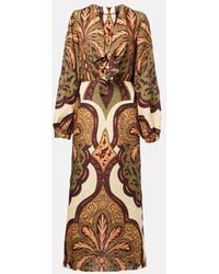 Johanna Ortiz - Robe Midi Across Paradise Imprimee En Lin - Lyst