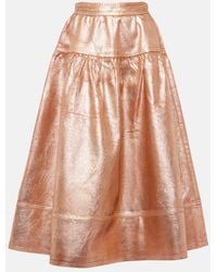 Ulla Johnson - Astrid Foiled Denim Midi Skirt - Lyst